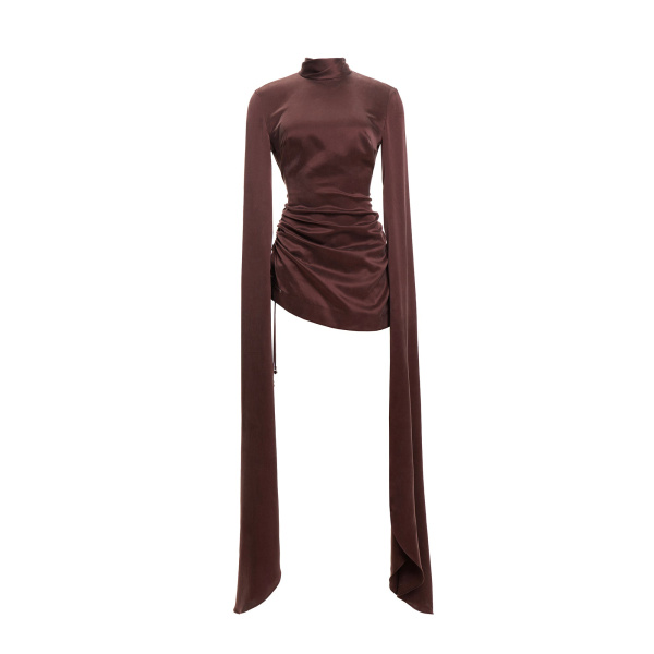 Maria Lucia Hohan Jamila Mini Dress in Bitter Chocolate | Mini Dresses | Coveti
