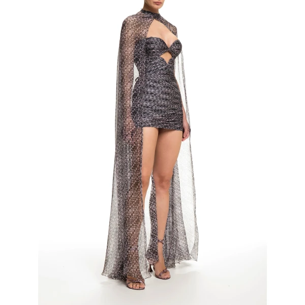 Maria Lucia Hohan Klara Cape in Pink Houndstooth | Scarves | Coveti