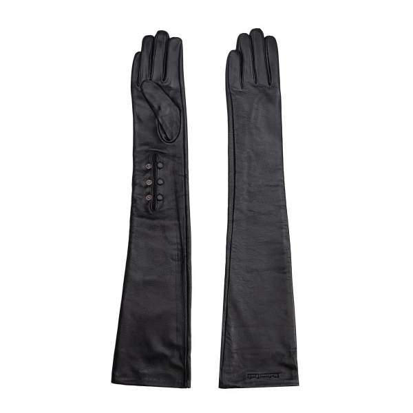 Maria Lucia Hohan Leandra Long Leather Gloves in Black | Gloves | Coveti