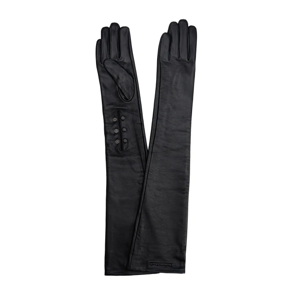 Maria Lucia Hohan Leandra Long Leather Gloves in Black | Gloves | Coveti