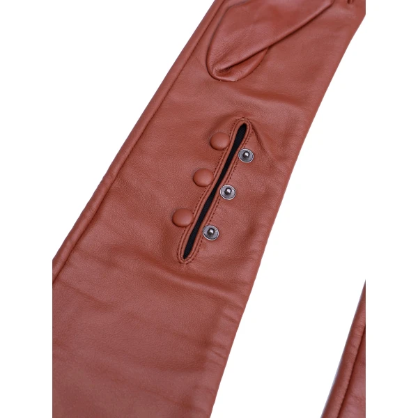 Maria Lucia Hohan Leandra Long Leather Gloves in Fizz | Gloves | Coveti