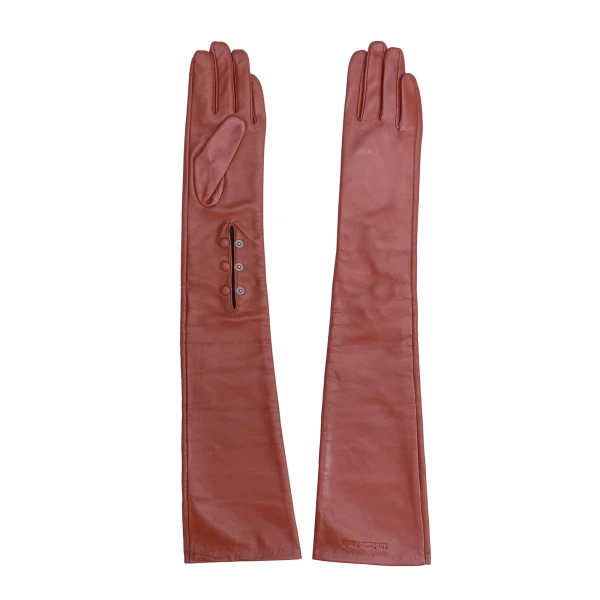 Maria Lucia Hohan Leandra Long Leather Gloves in Fizz | Gloves | Coveti