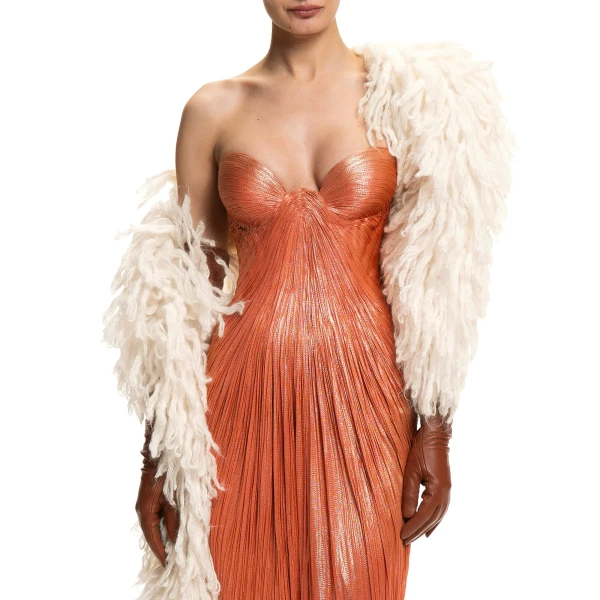Maria Lucia Hohan Leandra Long Leather Gloves in Fizz | Gloves | Coveti