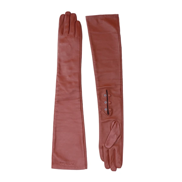 Leandra Long Leather Gloves in Fizz
