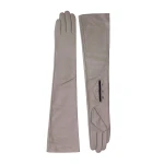Maria Lucia Hohan Leandra Long Leather Gloves in Taupe | Gloves | Coveti