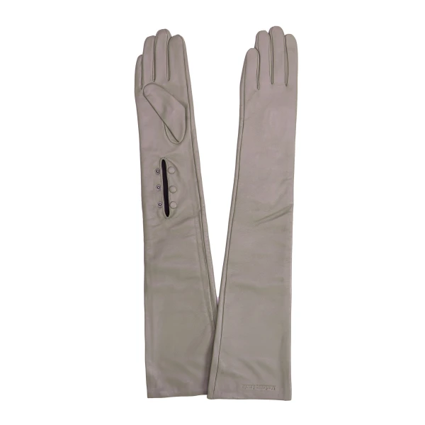 Maria Lucia Hohan Leandra Long Leather Gloves in Taupe | Gloves | Coveti