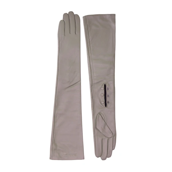 Leandra Long Leather Gloves in Taupe