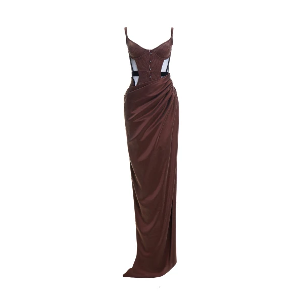 Maria Lucia Hohan Maleena Gown in Bitter Chocolate | Evening Gowns | Coveti