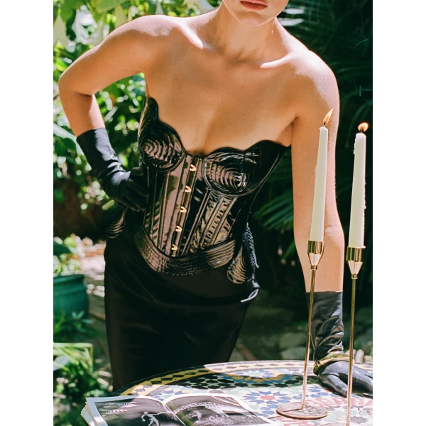 Maria Lucia Hohan Rosalinda Corset in Licorice | Sleeveless | Coveti