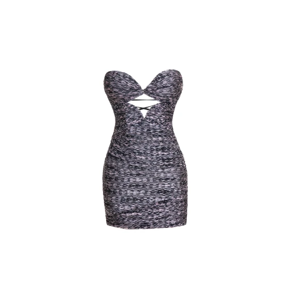 Saeeda Mini Dress in Pink Houndstooth
