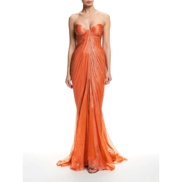Maria Lucia Hohan Salima Gown in Peach Fizz | Evening Gowns | Coveti