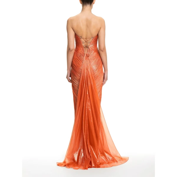 Maria Lucia Hohan Salima Gown in Peach Fizz | Evening Gowns | Coveti