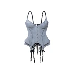 Maria Lucia Hohan Wildcat Corset in Silver | Sleeveless | Coveti