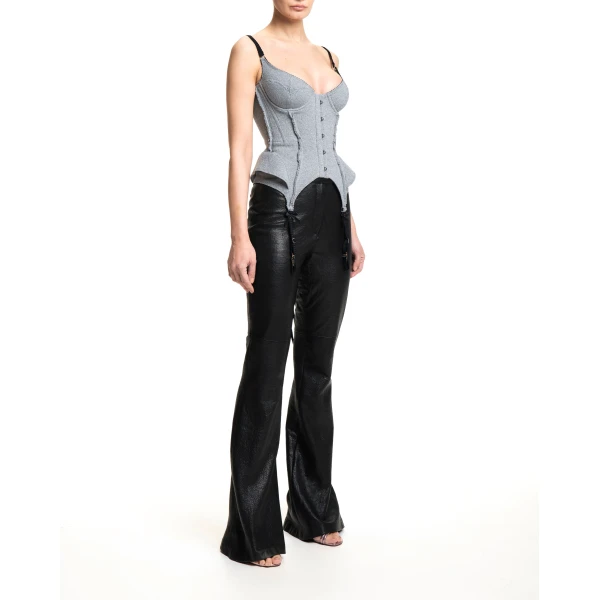 Maria Lucia Hohan Wildcat Corset in Silver | Sleeveless | Coveti
