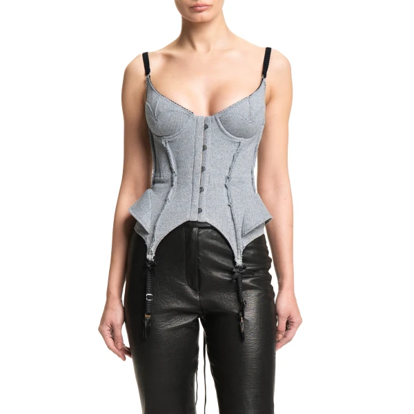 Maria Lucia Hohan Wildcat Corset in Silver | Sleeveless | Coveti