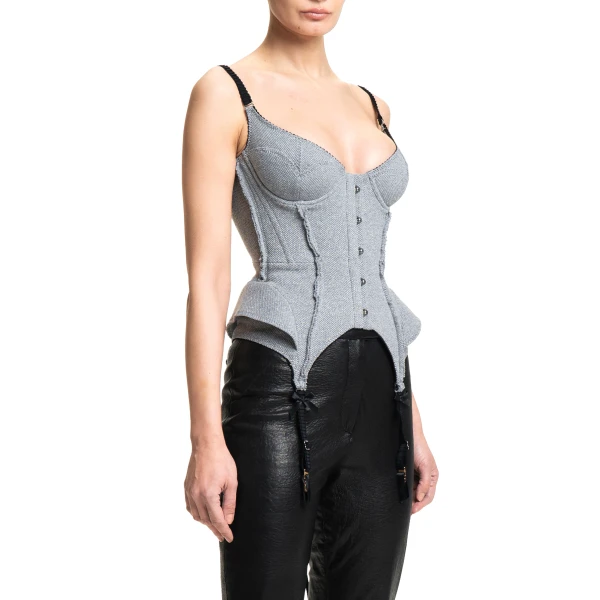 Maria Lucia Hohan Wildcat Corset in Silver | Sleeveless | Coveti