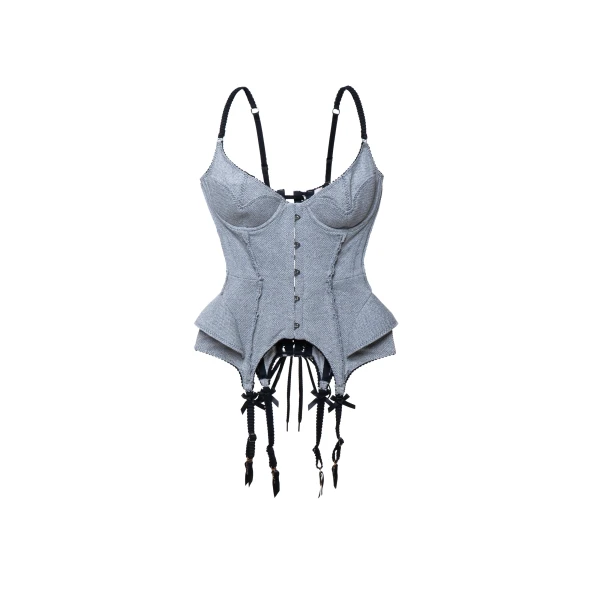 Maria Lucia Hohan Wildcat Corset in Silver | Sleeveless | Coveti