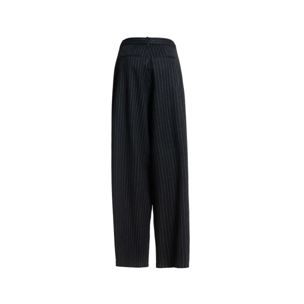 Maria Lucia Hohan Yuki Wide-Leg Pants in Grey Pinstripe | Wide leg pants | Coveti