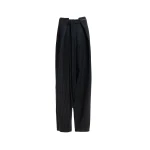 Maria Lucia Hohan Yuki Wide-Leg Pants in Grey Pinstripe | Wide leg pants | Coveti
