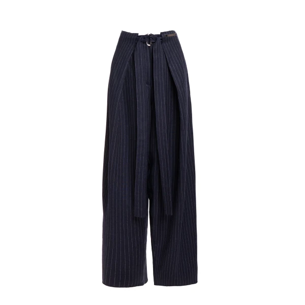 Yuki Wide-Leg Pants in Navy Pinstripe