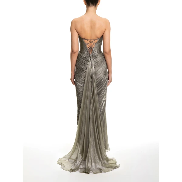Maria Lucia Hohan Zephyra Gown in Woodsmoke | Evening Gowns | Coveti