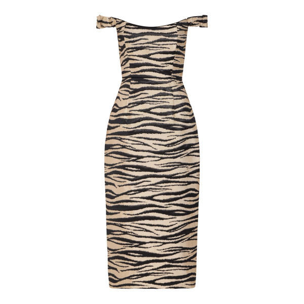 Amina Zebra-Striped Midi Dress