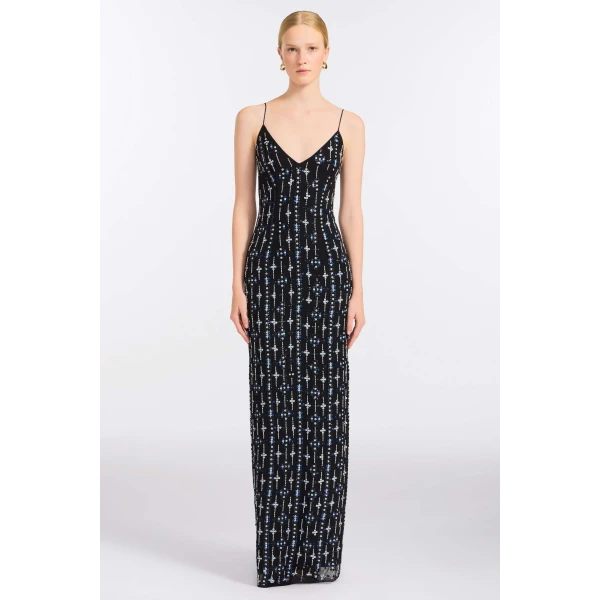 Markarian Aziza Beaded Slip Gown, view 2 | Evening Gowns | Coveti