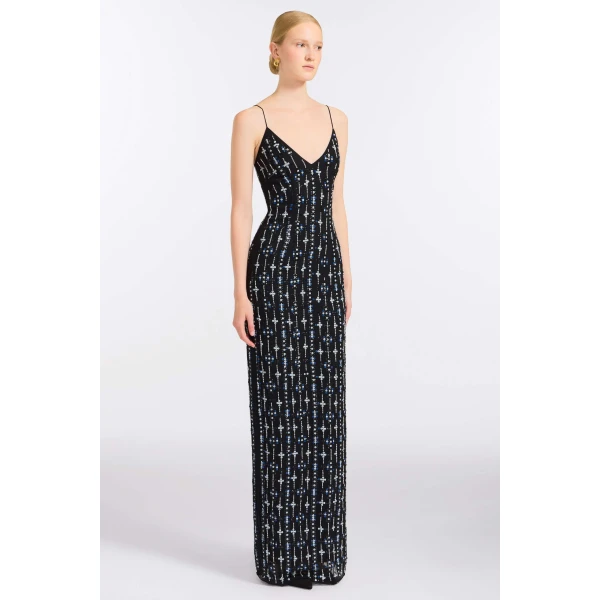 Markarian Aziza Beaded Slip Gown, view 3 | Evening Gowns | Coveti