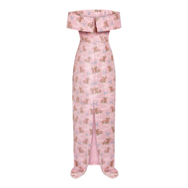 Markarian Clover Pink Bouquet Ikat Gown, view 2 | Evening Gowns | Coveti