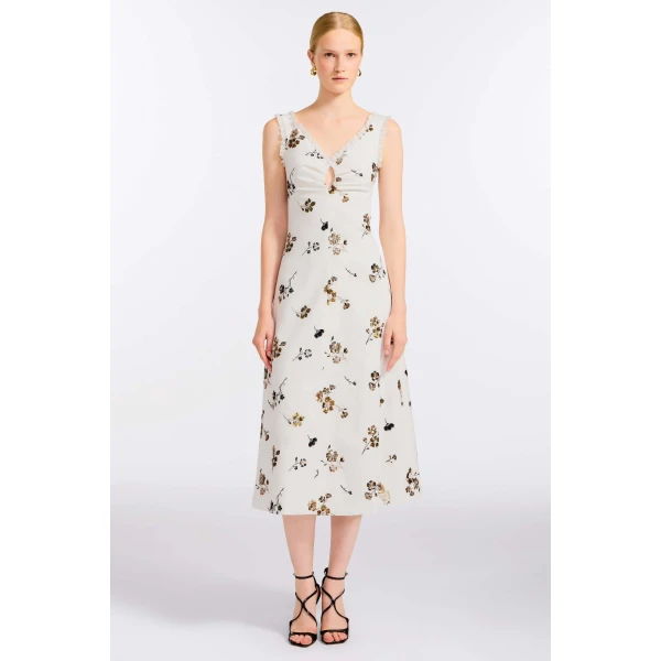Markarian Coquette Sequined Cotton Midi Dress, view 2 | Midi Dresses | Coveti