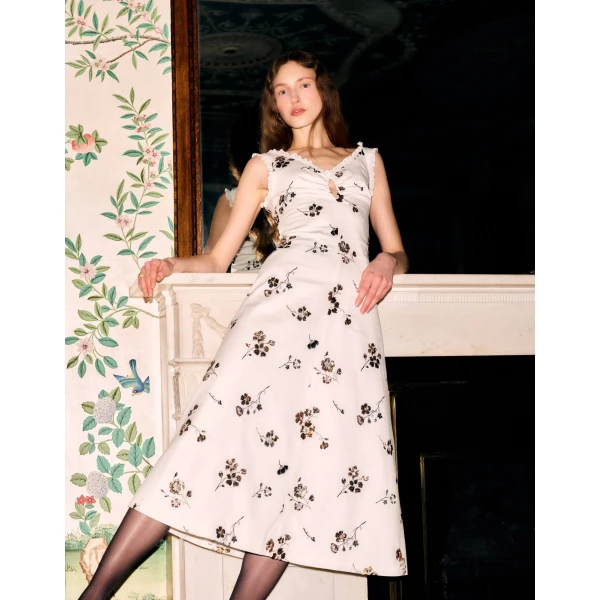 Markarian Coquette Sequined Cotton Midi Dress, view 6 | Midi Dresses | Coveti