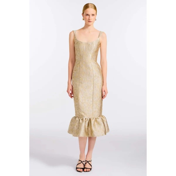 Markarian Ginevra Silver Midi Dress, view 2 | Midi Dresses | Coveti