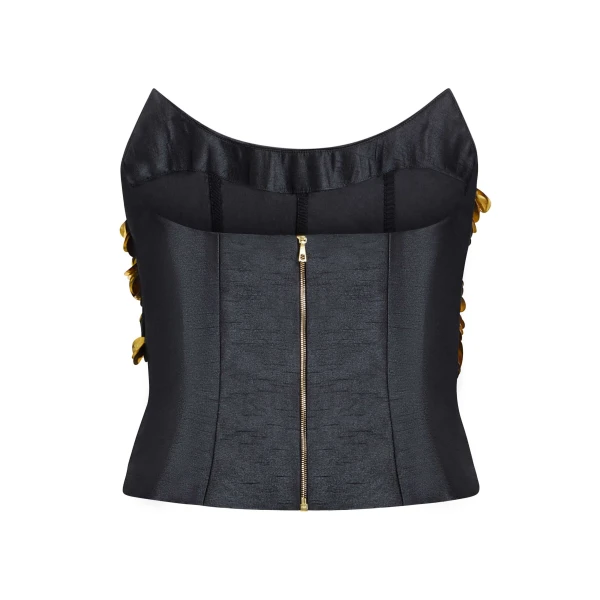Markarian Lily Sequin Embellished Drape Top, view 5 | Sleeveless | Coveti
