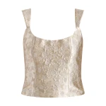 Markarian Maisie Silver Corset Top | Sleeveless | Coveti