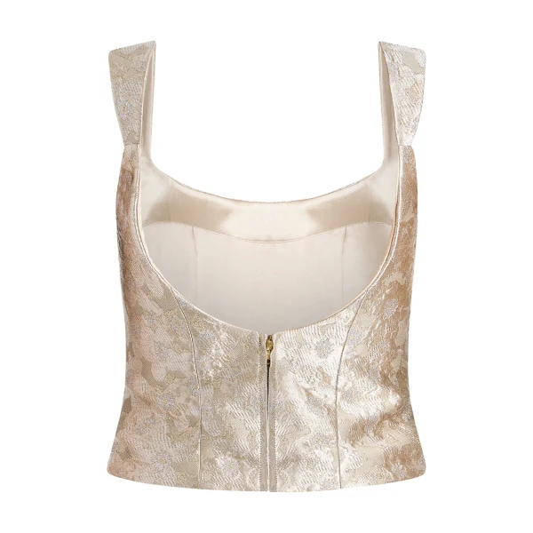 Markarian Maisie Silver Corset Top, view 5 | Sleeveless | Coveti