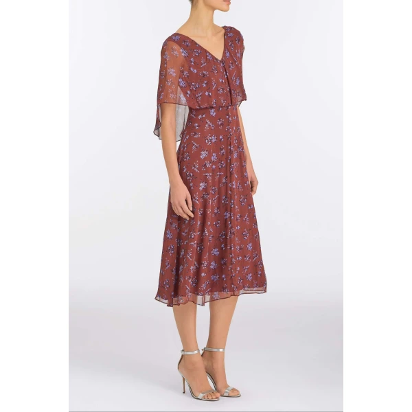 Markarian Marina Maroon Midi Dress, view 3 | Midi Dresses | Coveti