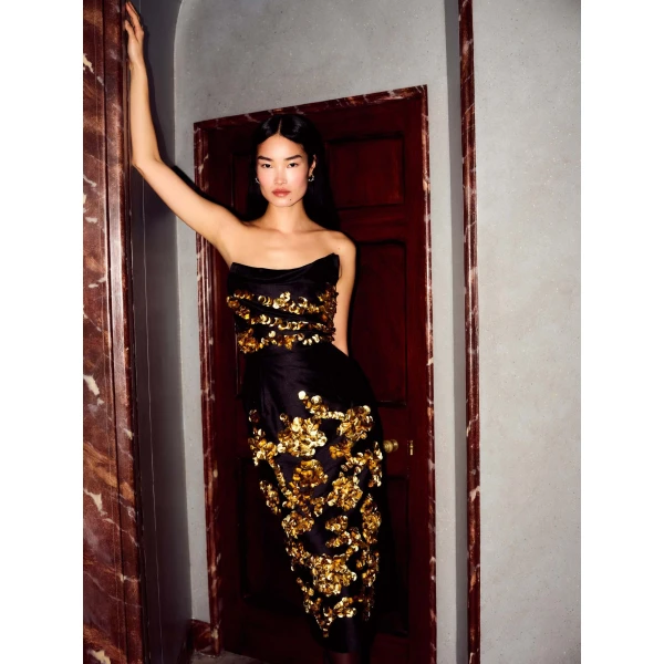 Markarian Mirage Sequin Embellished Midi Skirt, view 6 | Midi Skirts | Coveti
