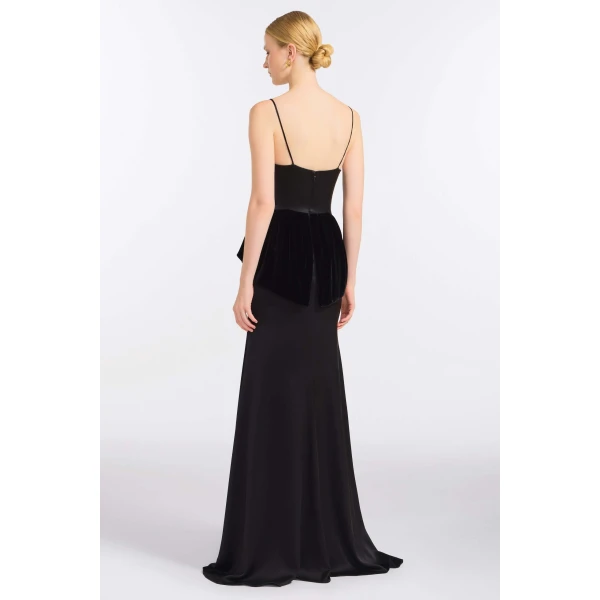 Markarian Neroli Black Satin and Velvet Gown, view 4 | Evening Gowns | Coveti