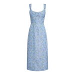 Markarian Numa Blue Floral Ikat Corset Midi Dress | Midi Dresses | Coveti