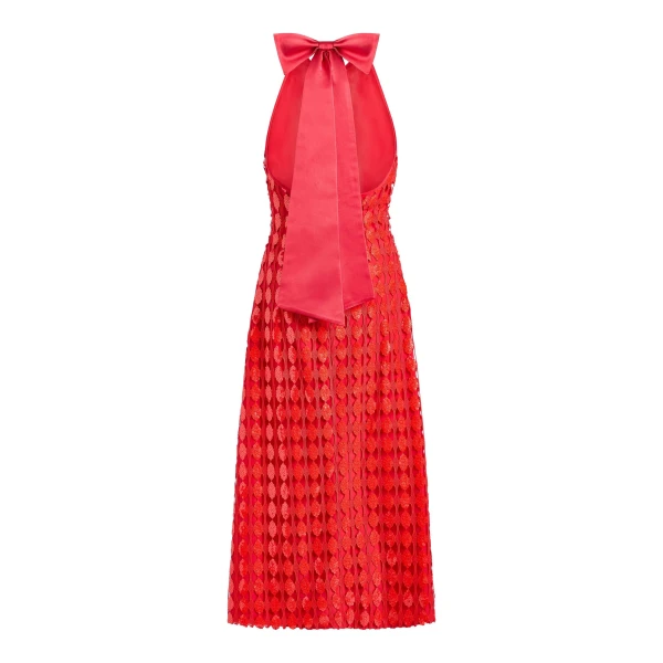 Markarian Ravenna Scarlet Halter Dress, view 5 | Midi Dresses | Coveti