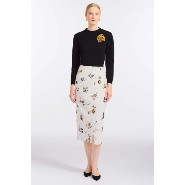 Markarian Savannah Sequined Cotton Wrap Skirt, view 2 | Midi Skirts | Coveti