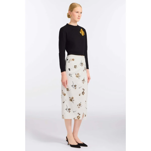 Markarian Savannah Sequined Cotton Wrap Skirt, view 3 | Midi Skirts | Coveti
