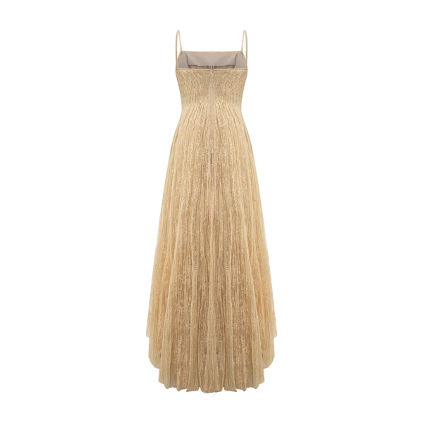 Marmar Halim A-Line Pleated Lace Dress | Evening Gowns | Coveti