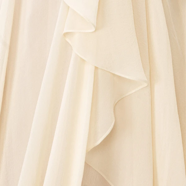 Marmar Halim Asymmetrical Draped Chiffon Dress in Ivory | Evening Gowns | Coveti