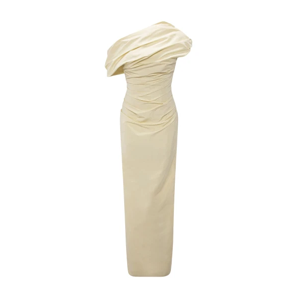 Asymmetrical Draped Taffeta Dress
