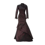 Marmar Halim High-Neck Draped Fish-Cut Taffeta Dress | Evening Gowns | Coveti