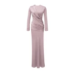 Marmar Halim High-Neck Draped Satin Dress | Evening Gowns | Coveti