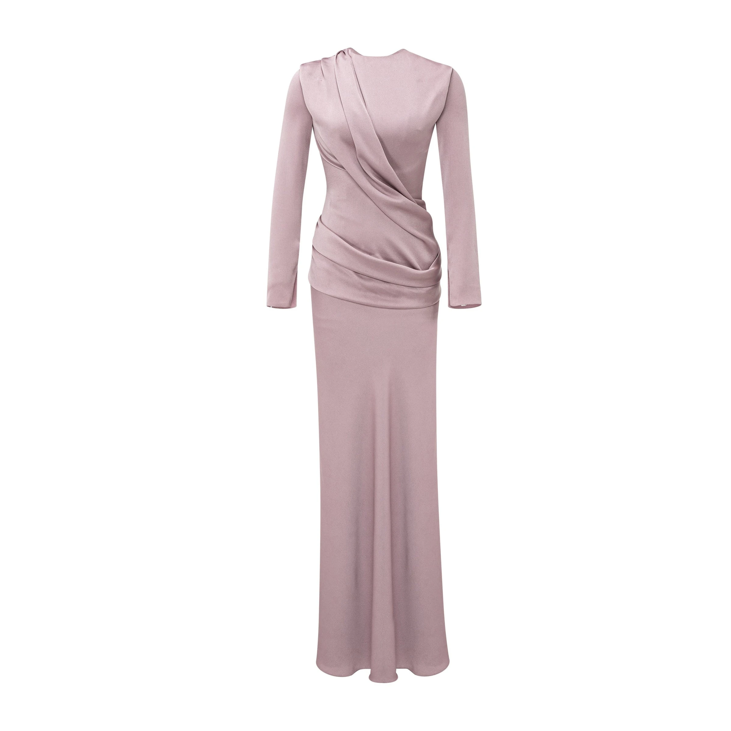 Marmar Halim High-Neck Draped Satin Dress Marmar Halim High-Neck Draped Satin Dress | Evening Gowns | Coveti