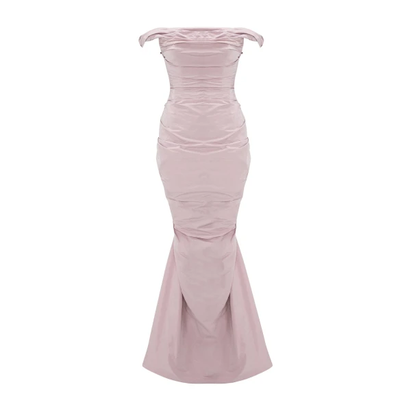 Marmar Halim Off-Shoulder Draped Taffeta Dress | Evening Gowns | Coveti