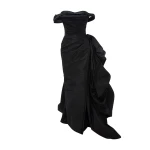 Marmar Halim Off-Shoulder Draped Taffeta Dress With Detachable Over Skirt | Evening Gowns | Coveti